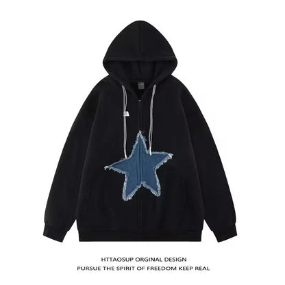 Men's Hoodies Sweatshirt Women's Oversized Sweatshirts with zipper Harajuku Casual Style Y2k Star Coat Streetwear Hip Hop Jacket