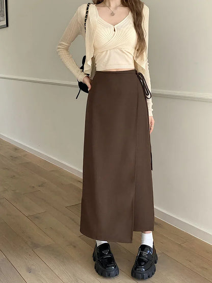 xsrrr 3Colors S-XL Irregular Long Skirt Women Summer Ankle Length Casual High Waist Pencil Long Skirts Female