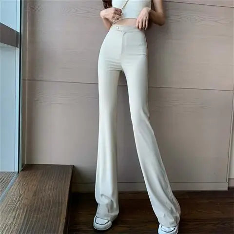 xsrrr Summer Flared Pants Aesthetic Flare Leggings Trousers for Women Korean Style Fluid Fashion High Waist Wide Leg Palazzo Long