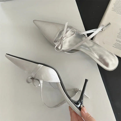 xsrrr Spring Sexy Pointed Toe Buckle Strap Women Pumps Sandals Thin High Heels Party Stripper Dance Mules Ladies Shoes