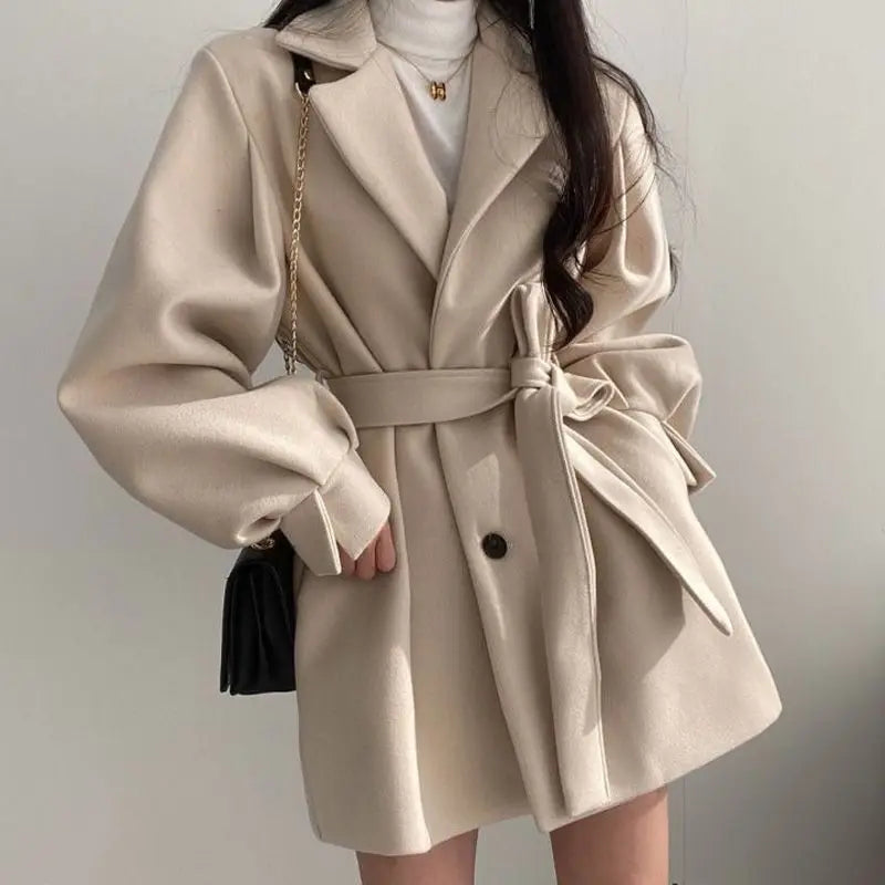 xsrrr WINTER OUTFIT Black Trench Coat for Women Aesthetic Long Wool Blends Winter Clothing Puffer Woman Coats New Clothes Korean Jackets Female Thic