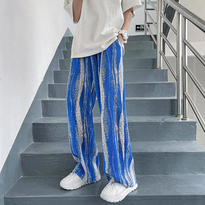 Mopping Casual Pants Mens Spring Summer Oversize Fashion Sports Trousers Printed Loose Pants Straight Wide Leg Sweatpants S-5XL