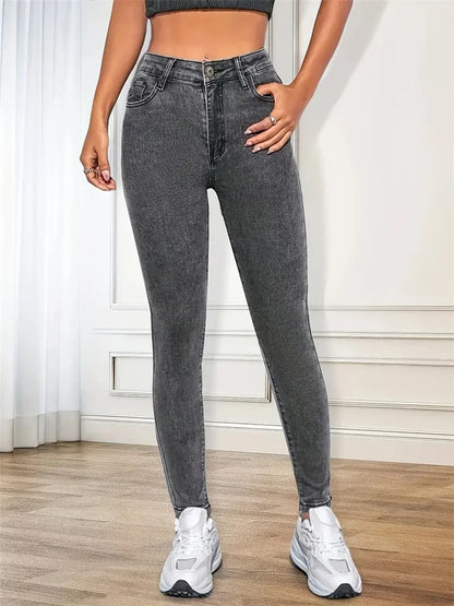 xsrrr 2024 Women Stretch Skinny Jeans Lady Slim Fit Pencil Jeans Girls Leggings Straight Leg Pants Light Blue Gray Black Sexy Trousers