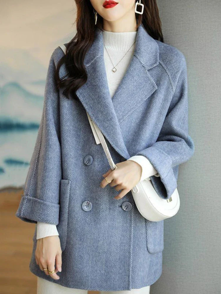 xsrrr Wool Coat Elegance Coats and Jackets Women New In Autumn Winter Jacket Women Korean Style Long Sleeve Office Lady Trench Coat