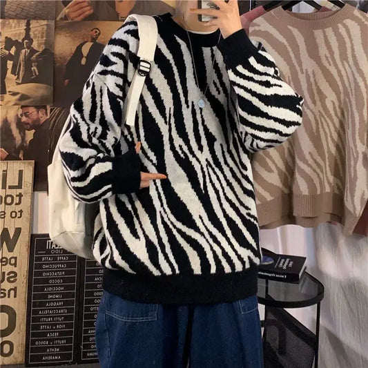 Sweater Stripe baggy Harajuku Fashion Men's Clothes Winter Trend Women's Print Oversize Korean Knit Hip Hop Clothing Sweaters