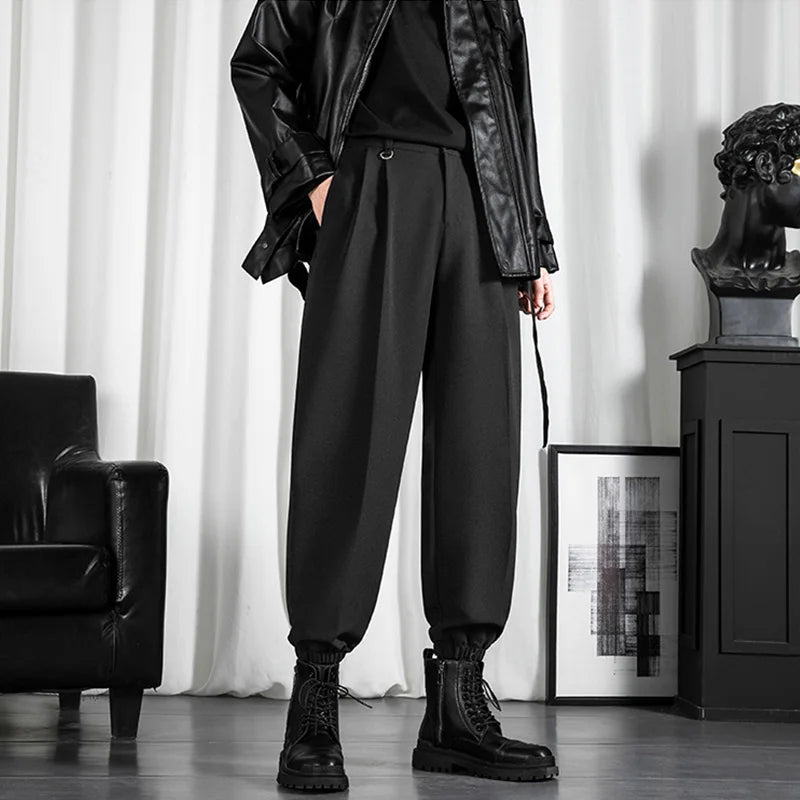 Black Men's Trousers Korean Fashion Baggy High Waist Straight Suit Pants Spring Autumn Casual Oversized Male Bottoms Y2k Clothes