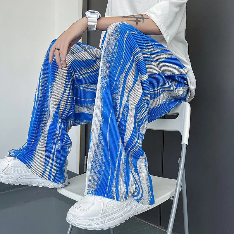 Mopping Casual Pants Mens Spring Summer Oversize Fashion Sports Trousers Printed Loose Pants Straight Wide Leg Sweatpants S-5XL