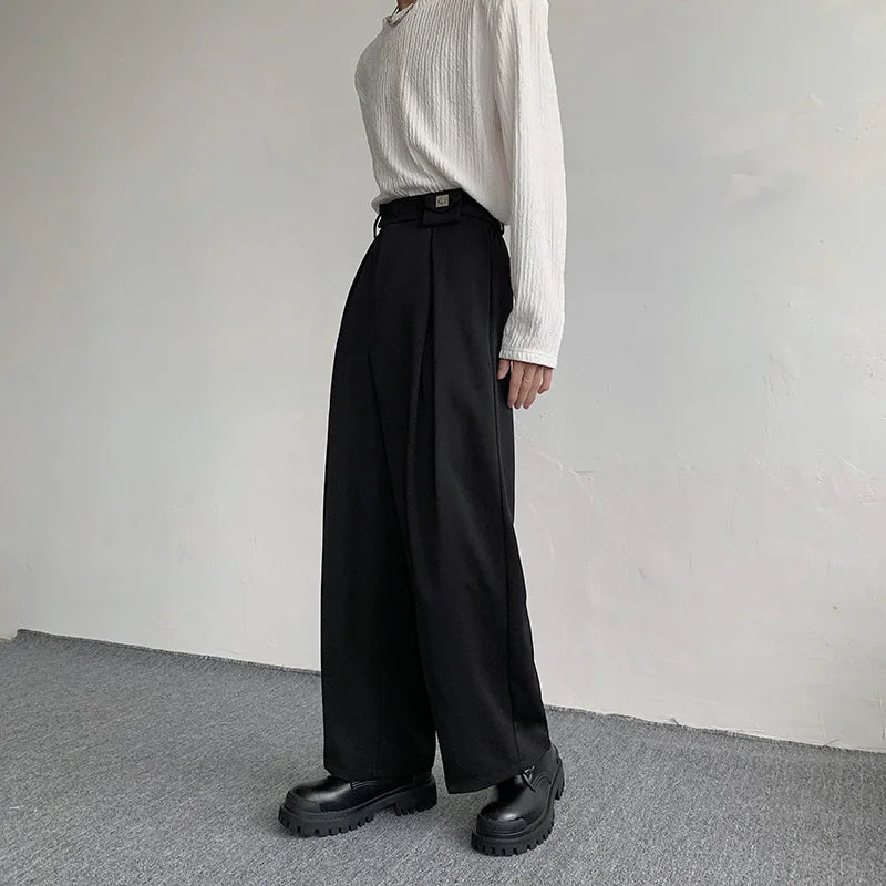 Black Suit Pants Men Fashion Social Mens Dress Pants Korean Loose Oversized Wide Leg Pants Mens Formal Trousers M-2XL