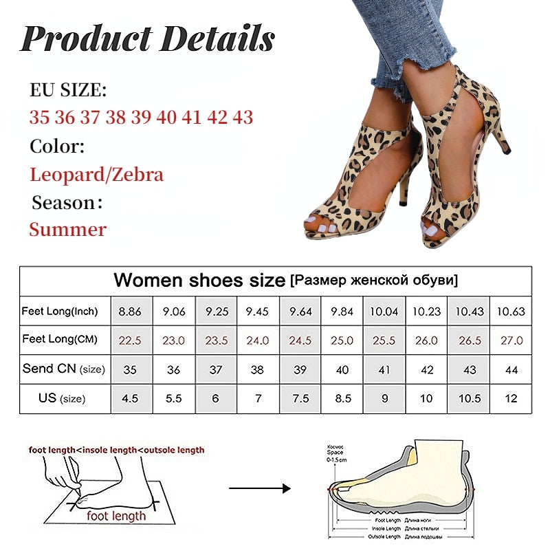 xsrrr Heels Shoes For Women Elegant Medium Heel High Sandals Summer Spring Zebra Leopardprint Pumps Ankle Strap Party Open Toe