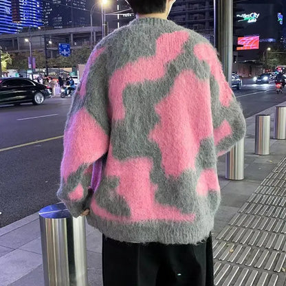 Sweater With Stripe Korean Fashion Men Men's Clothes Winter Trend Knit Harajuku Hip Hop Women's Oversize Print Clothing Sweaters