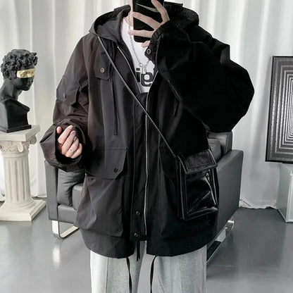 Mens Y2k Jacket High Street Energy Wind Work Clothes Assault Jacket Autumn Fashion Trend Oversized Casual Loose Men'S Wear