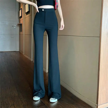 xsrrr Summer Flared Pants Aesthetic Flare Leggings Trousers for Women Korean Style Fluid Fashion High Waist Wide Leg Palazzo Long