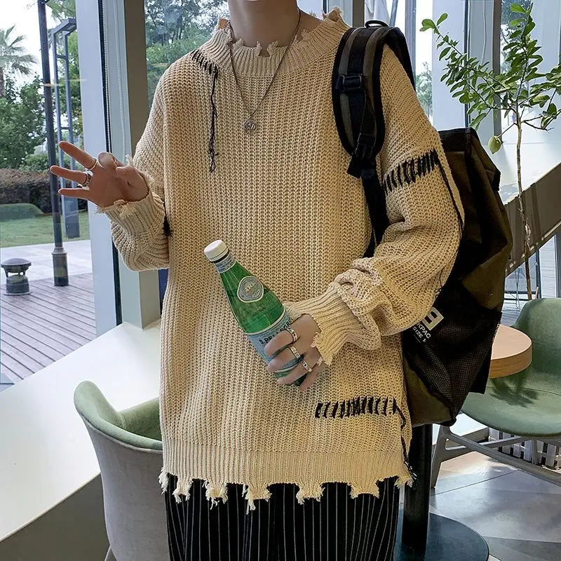 Sweater With Hearts Korean Fashion Men Men's Clothes Winter Trend Knit Harajuku Hip Hop Women's Oversize Print Clothing Sweaters