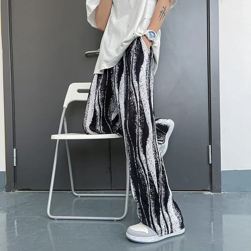 Mopping Casual Pants Mens Spring Summer Oversize Fashion Sports Trousers Printed Loose Pants Straight Wide Leg Sweatpants S-5XL