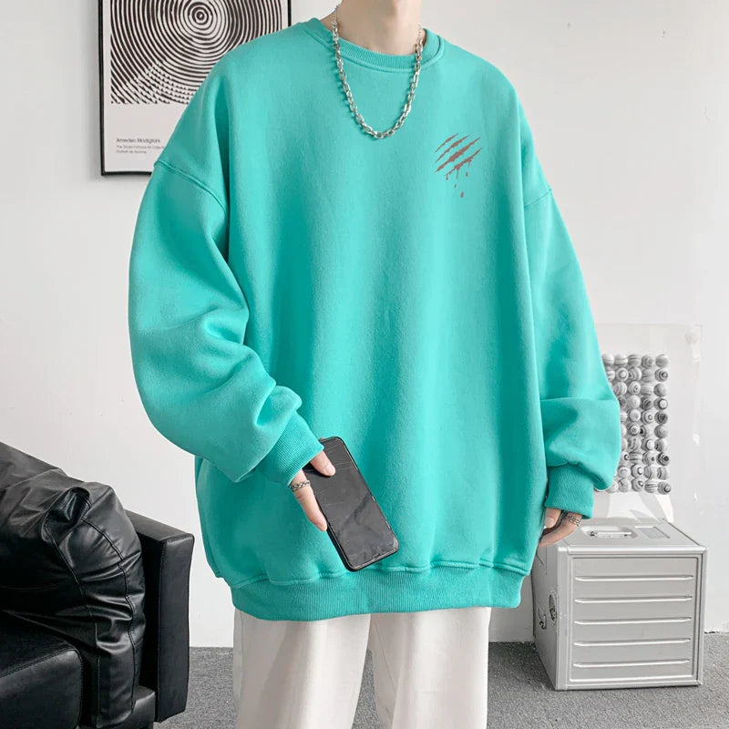 Hipster Men Sweatshirt Oversize Streetwear Autumn Round Neck Sweat Shirt Harajuku Unisex Casual Sports Pullover Sweatshirts