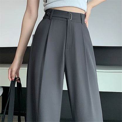 xsrrr Summer Women's Casual Pants Wide Leg Pants Elegant Office Lady 2024 New Solid Color High Waist Loose Trousers Female