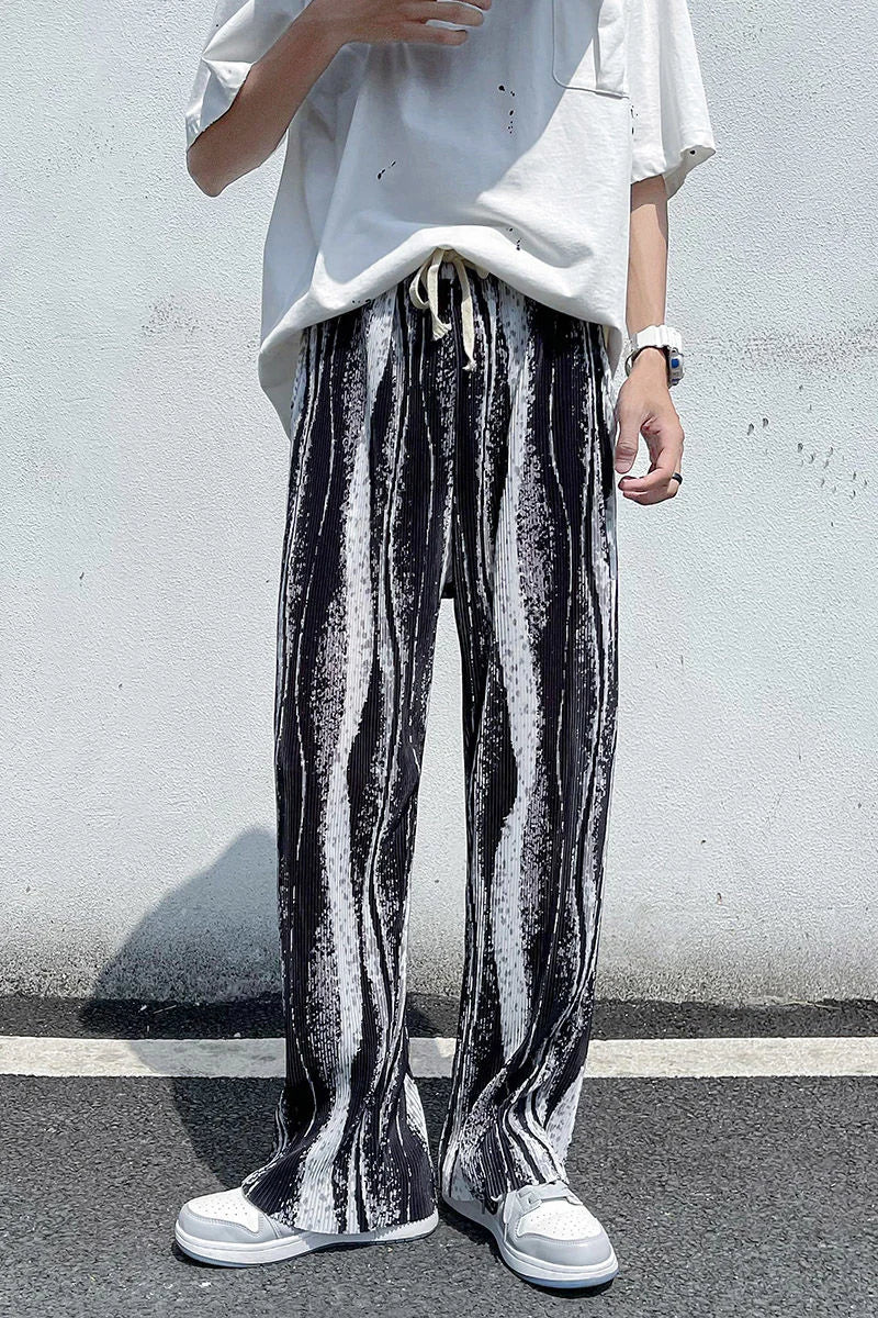 Mopping Casual Pants Mens Spring Summer Oversize Fashion Sports Trousers Printed Loose Pants Straight Wide Leg Sweatpants S-5XL