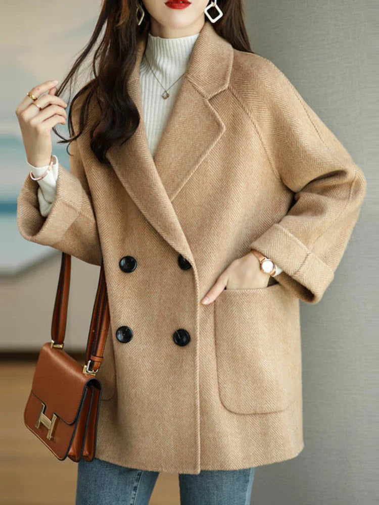 xsrrr Wool Coat Elegance Coats and Jackets Women New In Autumn Winter Jacket Women Korean Style Long Sleeve Office Lady Trench Coat