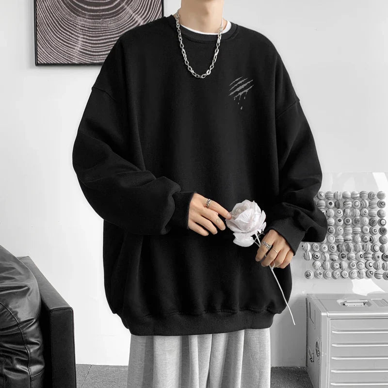 Hipster Men Sweatshirt Oversize Streetwear Autumn Round Neck Sweat Shirt Harajuku Unisex Casual Sports Pullover Sweatshirts