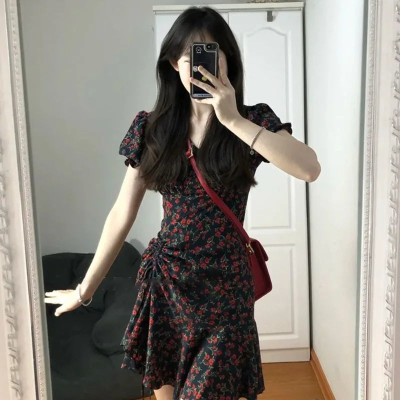 xsrrr DRESS TO IMPRESS Female Dresses Floral Flower Women's Dress Soft Aesthetic Offer Original Hot New In Vintage Xxl Retro Fashion Summer 2024 Loose