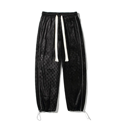 Loose Wide Leg Sweatpants Spring Autumn Oversize Beam Feet Embossed Knitted Casual Pants Sports Trend Classic All-match Trousers