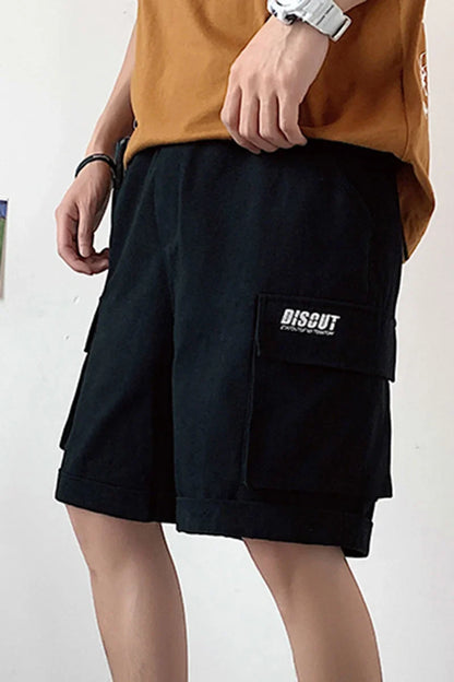 Oversize Casual Shorts Men's Thin Street Trend Big Pocket Overalls Sports Loose Straight Pants Printed Letters Summer Clothes