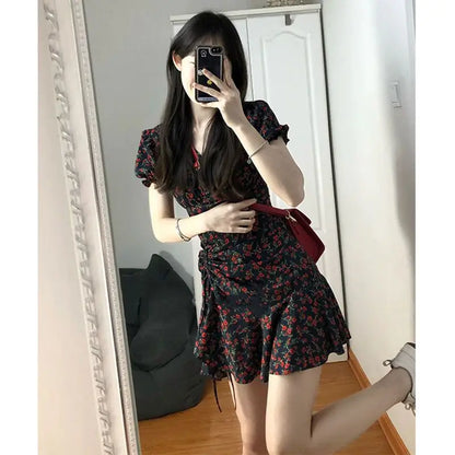 xsrrr DRESS TO IMPRESS Female Dresses Floral Flower Women's Dress Soft Aesthetic Offer Original Hot New In Vintage Xxl Retro Fashion Summer 2024 Loose