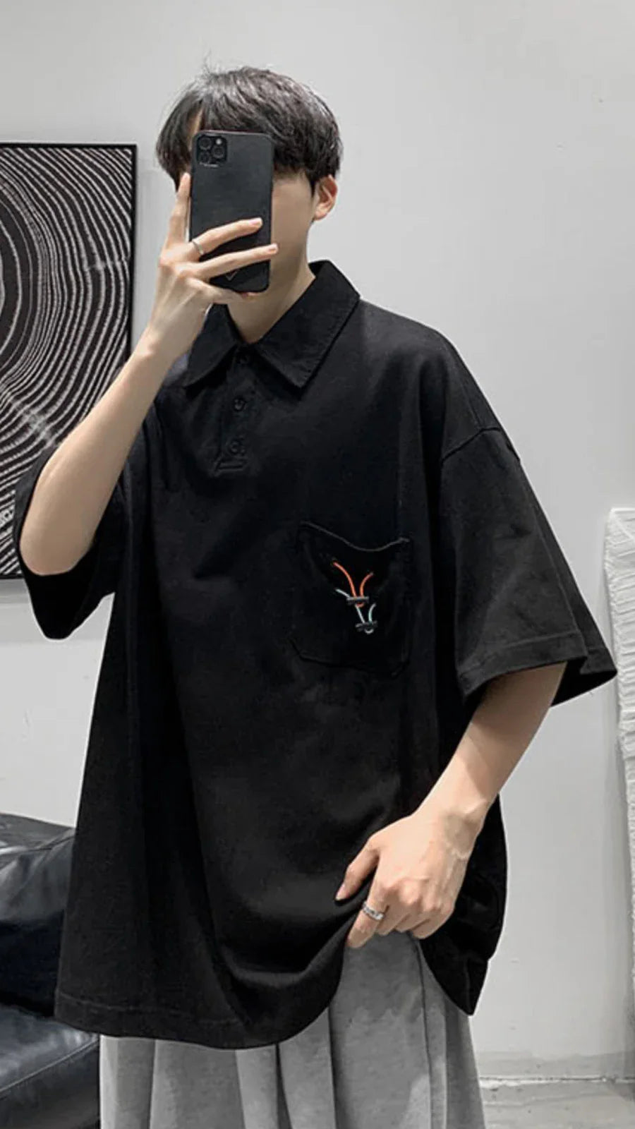 Solid Color POLO Shirt Casual Versatile Fashion Loose Short Sleeve T-Shirt Summer Oversize Lapel Classic Men's Clothes Thin