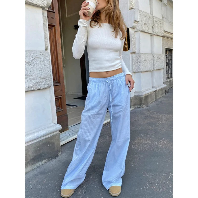 xsrrr 2000s Pants y2k Women Fairy Grunge Star/Stripe/Letter Print Drawstring Elastic Waist Trousers Sweatpants Streetwear