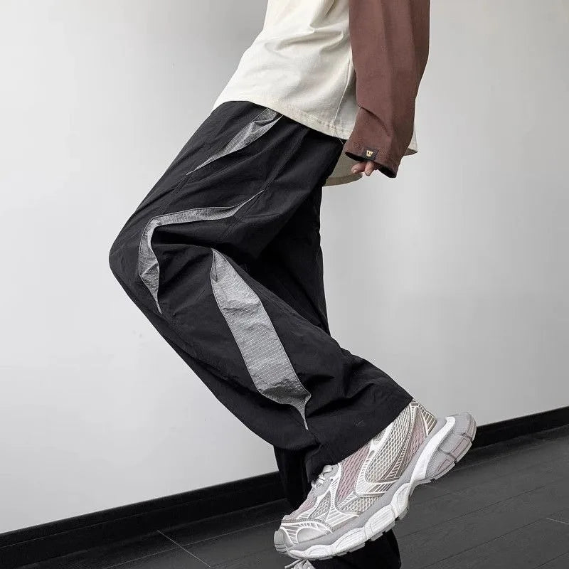 American Streetwear Men Clothing Straight Pants Spring Autumn New Fashion Harajuku Oversize Elastic Waist Casual Wide Trousers