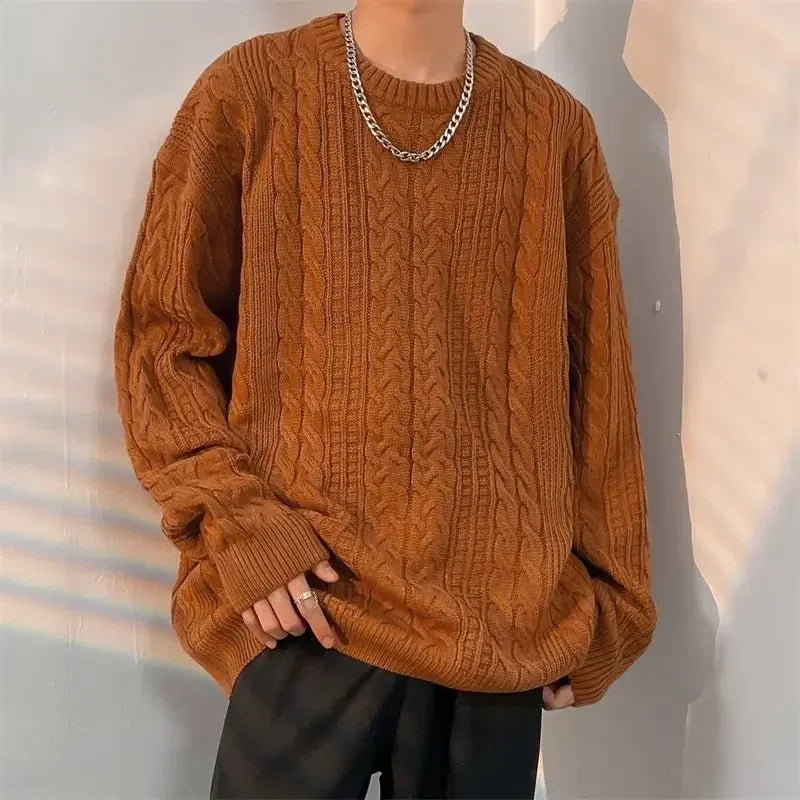 Knitwear Wool Knitted Sweater Men O Neck Knitted Long Sleeve Mens Oversized Pullover Basic Solid Color Casual Fashion Men's Tops