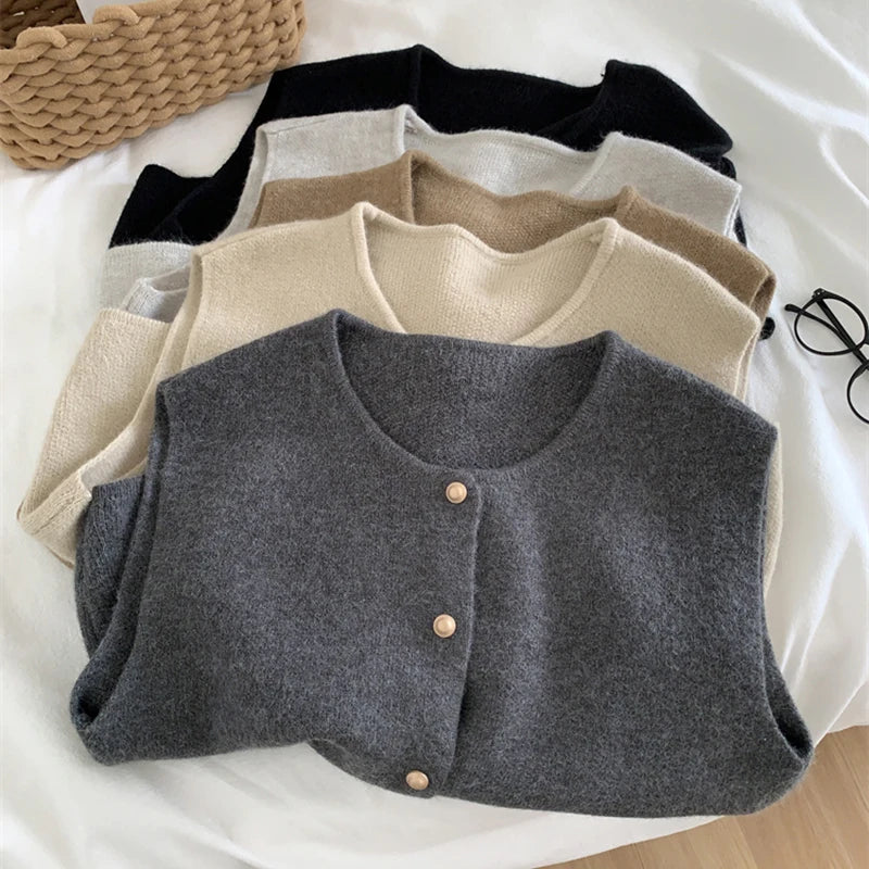 xsrrr Autumn New Women Cardigan Korean Elegant Knitted Sleeveless Female Casual Sweater Tanks Fashion New Slim Ladies Casual Tops