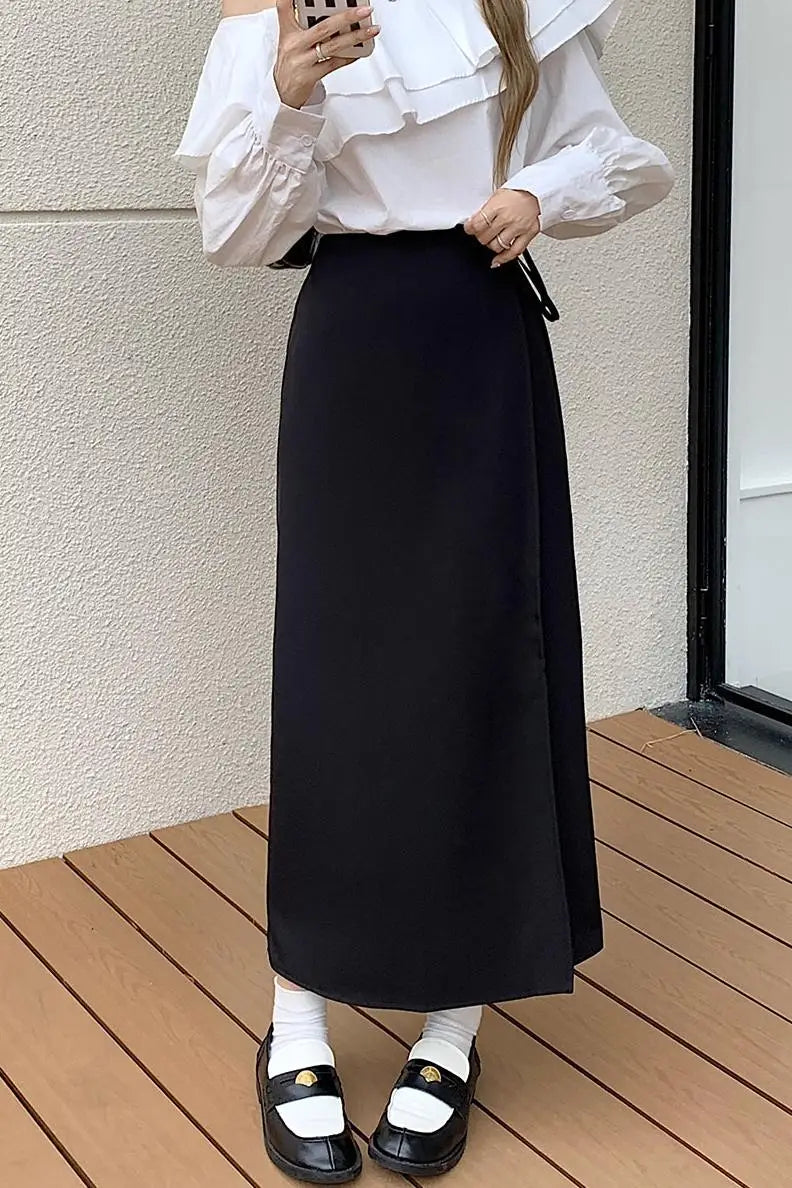 xsrrr 3Colors S-XL Irregular Long Skirt Women Summer Ankle Length Casual High Waist Pencil Long Skirts Female