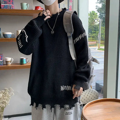 Sweater With Hearts Korean Fashion Men Men's Clothes Winter Trend Knit Harajuku Hip Hop Women's Oversize Print Clothing Sweaters