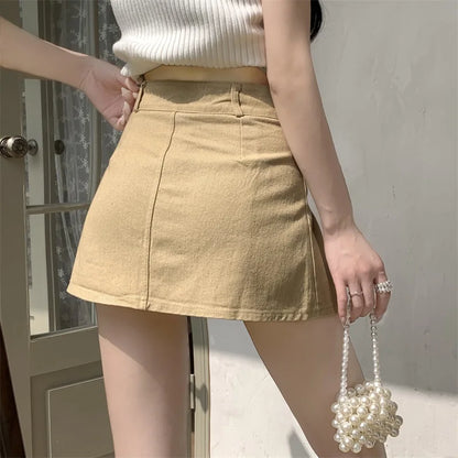 xsrrr Spicy Girl White Denim Skirt Chic High Waist A-line Ultra Short Skirts Women's 2024 Summer New Cool High Street Pleated Skirt