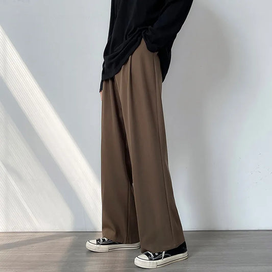 Men's Pants Casual Wide Leg Suit Pants Loose Straight Trousers Spring Summer Solid Color Oversized Bottoms Vintage Male Clothing