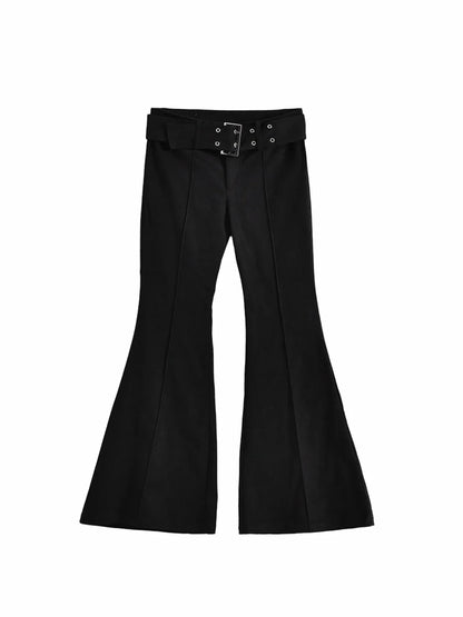 xsrrr Women's Black Flare Pants Y2k Retro Emo 2000s Streetwear Fashion Trousers Harajuku Wide Yoga Pants 90s Aesthetic Clothes