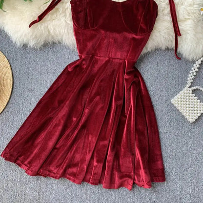 xsrrr NEW YEAR DRESS TO IMPRESS Chic Fashion Sexy Straps Mini Dress Women High Waist Y2K Christmas Red Party Dress Korean Streetwear Autumn Vestidos