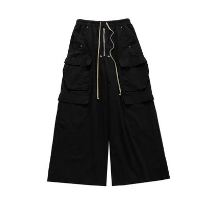 Leg Drawstring Black Cargo Pants Unisex Straight Baggy Casual Overalls Men's Streetwear Loose Oversized Trousers