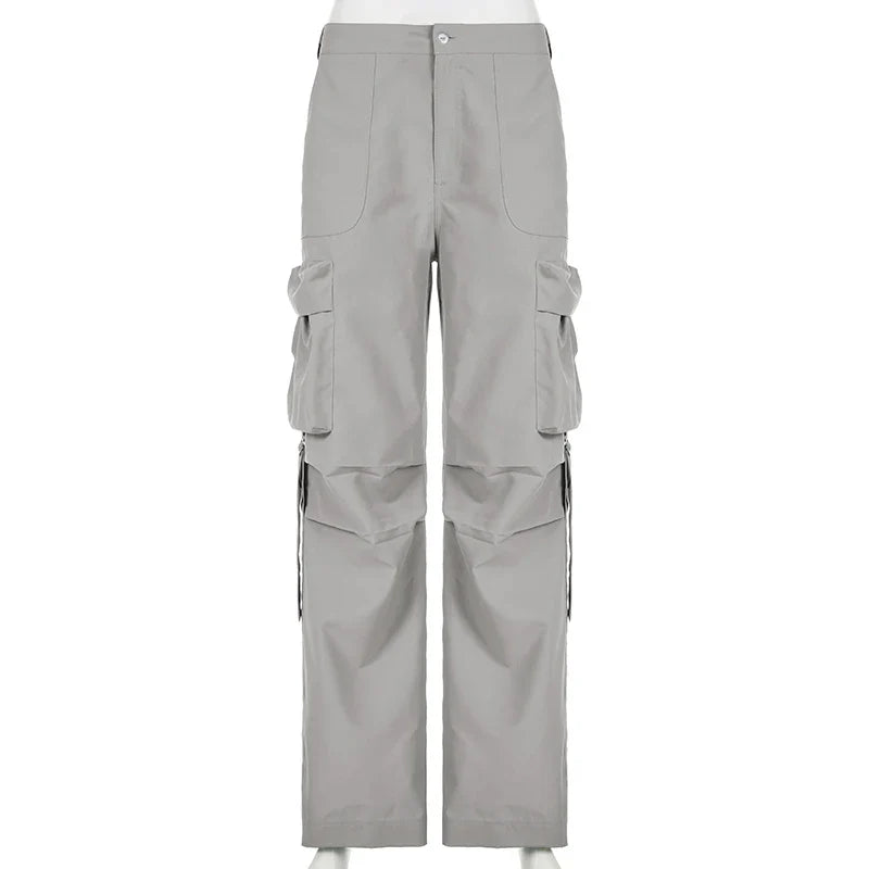 xsrrr y2k Streetwear Pockets Cargo Pants Harajuku Low Rise Baggy Straight Pants Loose Korean Fashion Trousers Aesthetic Womens