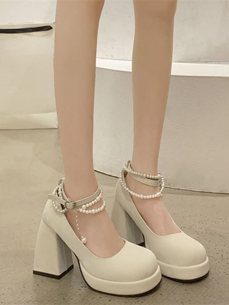 xsrrr French Style Elegant High Heels Sandals Office Lady Pure Color Korean Shoes Casual Non-Slip Round Toe Sandals Summer Chic