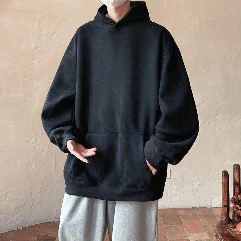 Autumn New Solid Hoodie Men Harajuku Fashion Casual Oversized Hoodies Couples Loose Hooded Streetwear Sweatshirt 5XL