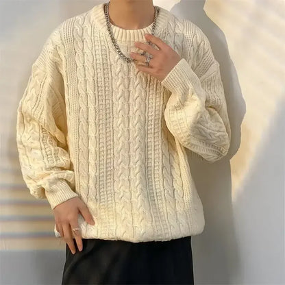 Knitwear Wool Knitted Sweater Men O Neck Knitted Long Sleeve Mens Oversized Pullover Basic Solid Color Casual Fashion Men's Tops