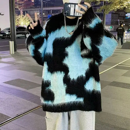 Sweater With Stripe Korean Fashion Men Men's Clothes Winter Trend Knit Harajuku Hip Hop Women's Oversize Print Clothing Sweaters