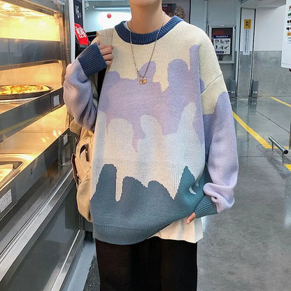 Sweater Y2K  With Hearts Harajuku Fashion Men's Clothes Winter Trend Women's Print Oversize Korean Knit Hip Hop Clothing Sweater