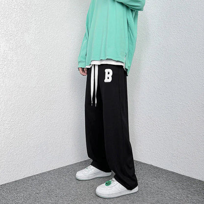 Mopping Casual Trousers Spring Summer Oversize Fashion Sports Loose Flocking Letters Simple Pants Straight Wide Leg Aweatpants