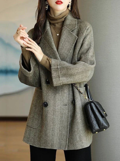 xsrrr Wool Coat Elegance Coats and Jackets Women New In Autumn Winter Jacket Women Korean Style Long Sleeve Office Lady Trench Coat