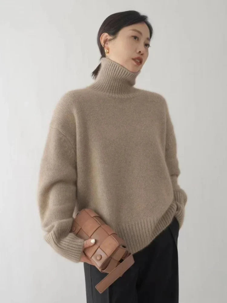 Hnewly WINTER OUTFITS Sweaters Women Winter Long Sleeve Top Korean Fashion Turtleneck Pullover Knitwear Oversized Women's Clothing