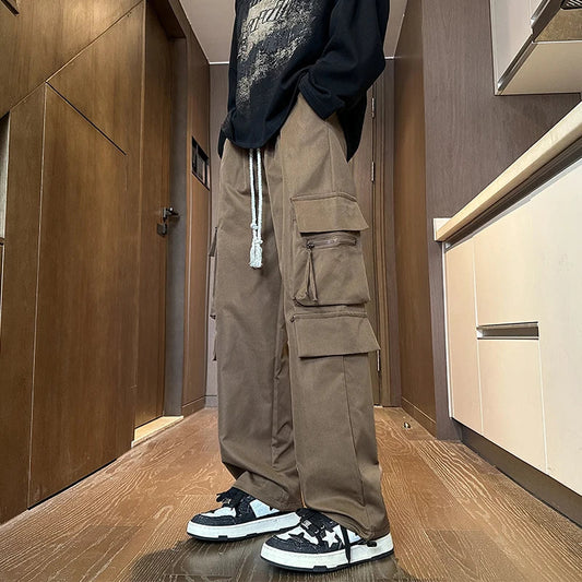 Spring New Cargo Pants Men's Loose Straight Oversize Clothing Men's Baggy Sweatpants Multi-Pockets Jogger Trousers 5XL