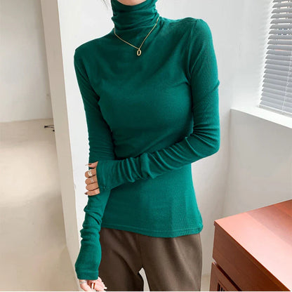 xsrrr Turtleneck Long Sleeve Women T-shirts Autumn Winter Basic Base Shirt Woman Casual Slim Tee Shirts Female Tops